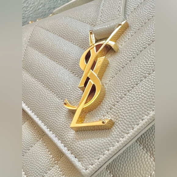 YSL Classic Monogram Envelope Bag Mixed Matelassé Grain de Poudre Leather Medium - Picture 3 of 14